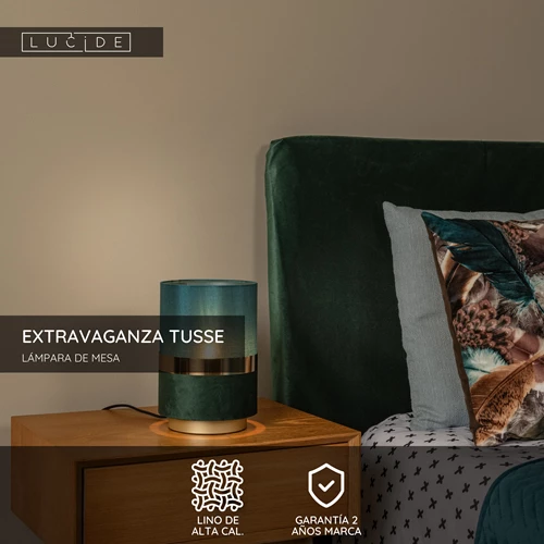 Lucide EXTRAVAGANZA TUSSE - Lámpara de mesa - Ø 15 cm - 1xE14 - Verde - USP